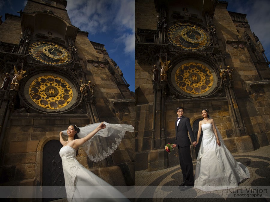 Prague pre wedding photographers / Winnie & Chiu portrait session at the Astronomical Clock
