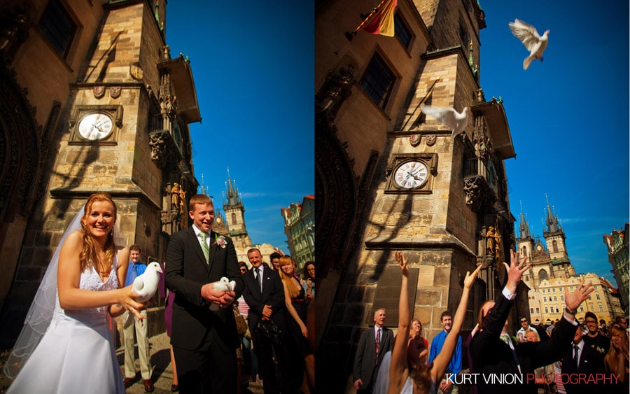 Prague weddings: Polina & Josh wedding day photography at Old Town Hall