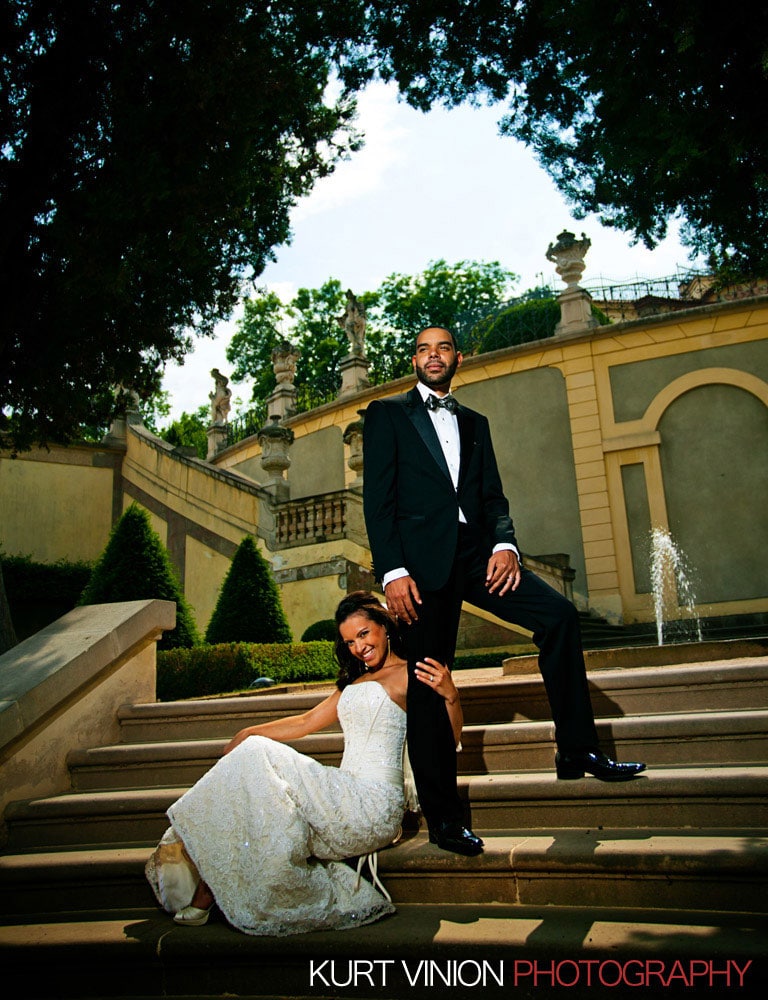 Elopement wedding Prague: Leslie & Anthony wedding photography at Vrtbovska Garden