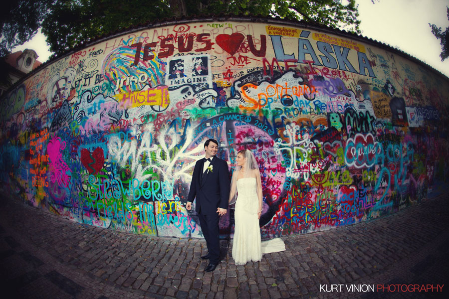 Prague weddings / Jennifer & Shad / wedding portraits at the John Lennon Wall