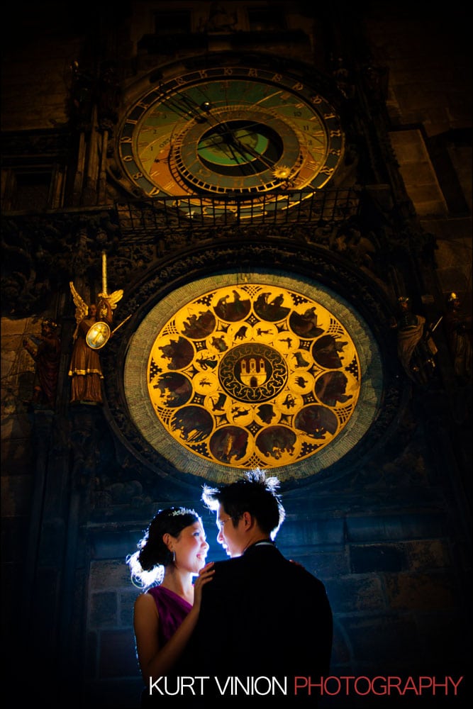 Prague pre wedding: Janice & Joel portrait session at Prague's Astronomical Clock