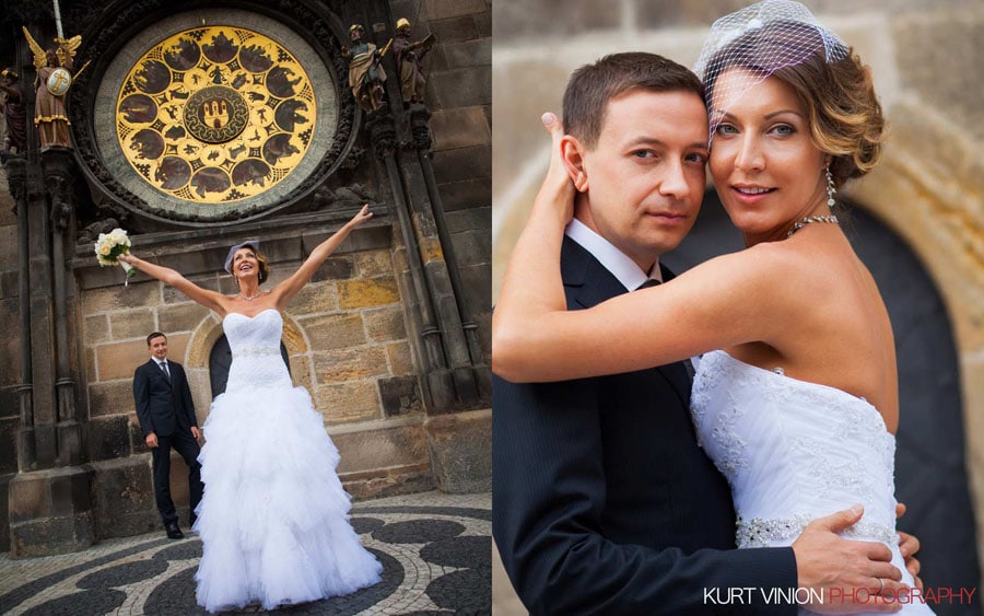 prague wedding photography / M & N luxury wedding / at the Astronomical Clock