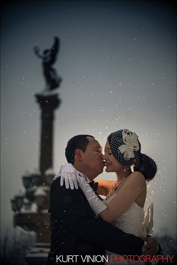 Prague pre wedding photography / Helen & CY winter pre wedding portraits at the Rudolfinum