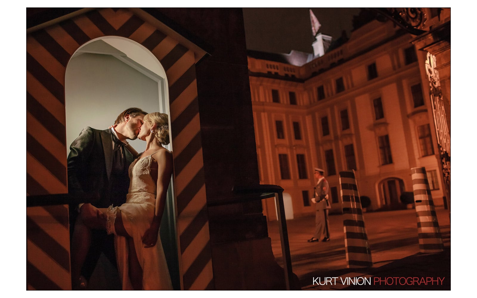 Prague Clementinum wedding / Jess + James - Prague Castle nite time portraits