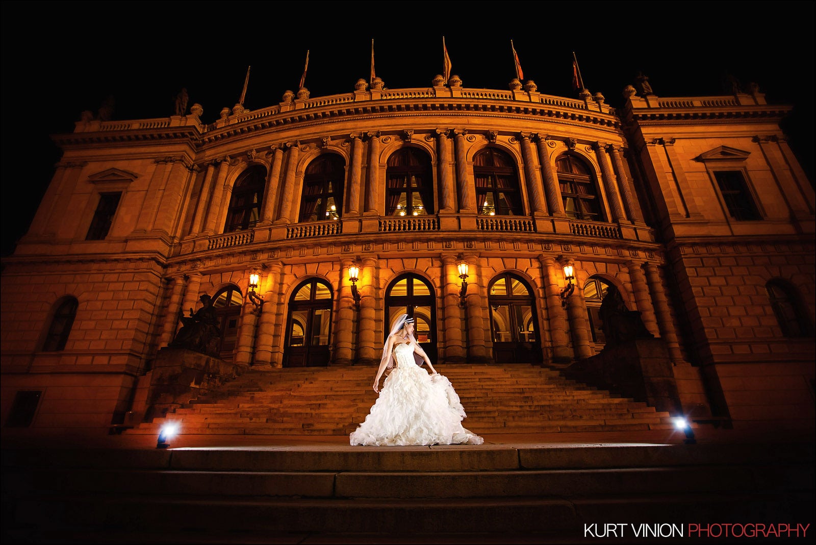 Prague pre wedding photographer / Jay & Ambrose / bridal portrait at the Rudolfinum