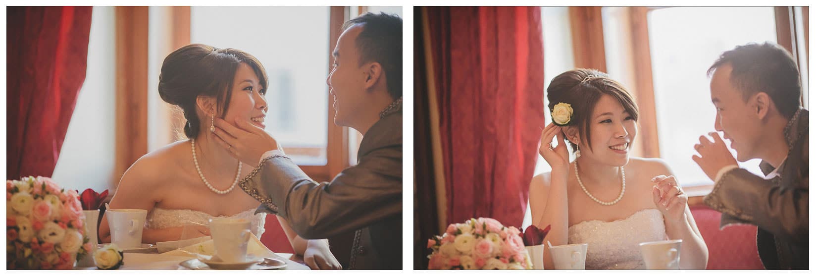 Prague portraits / Sandy & Jimmy / wedding portraits inside the Cafe Mozart overlooking Old Town Square