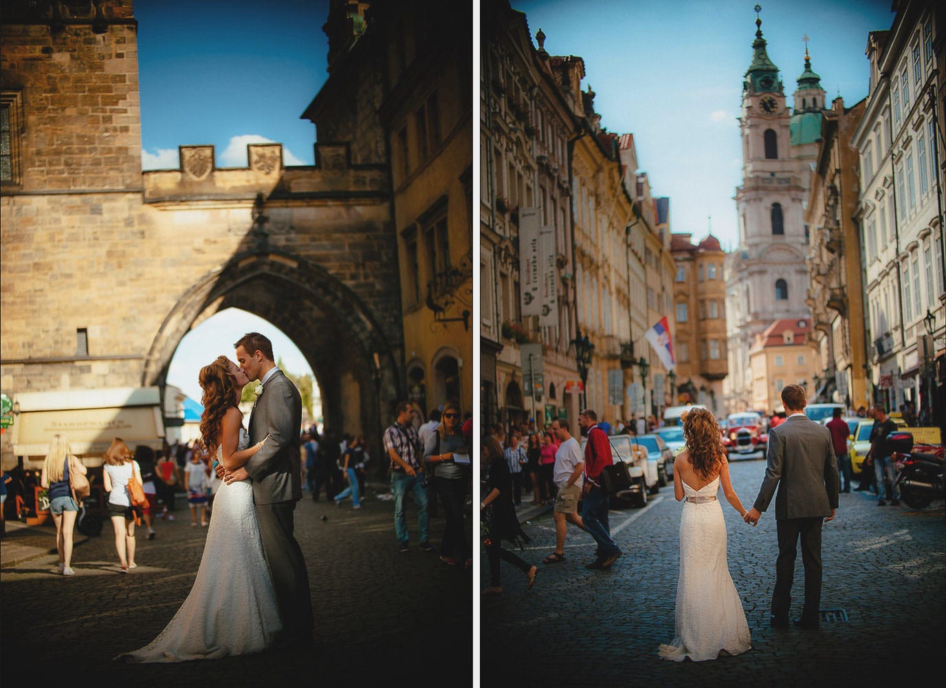 Prague wedding photographers / R&B wedding photographs at the Charles Bridge