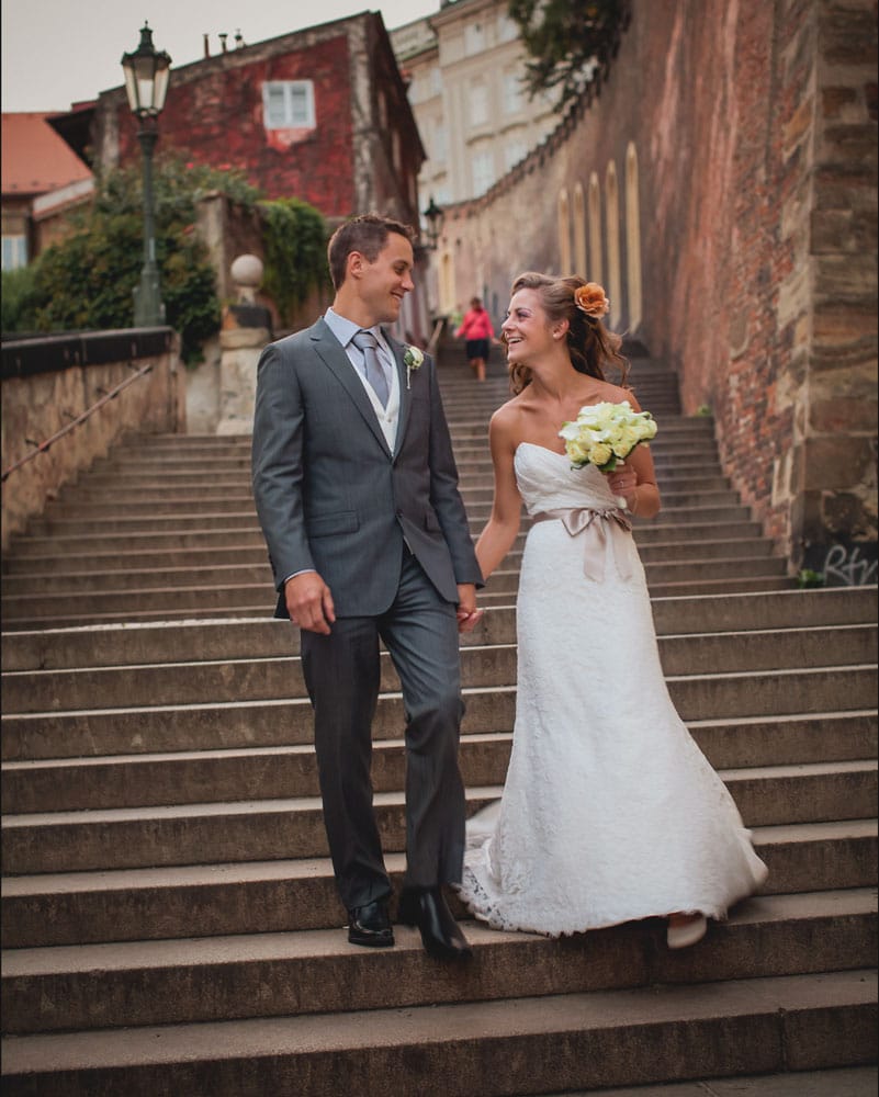 Prague wedding photographers / R&B wedding photographs at the Castle Steps