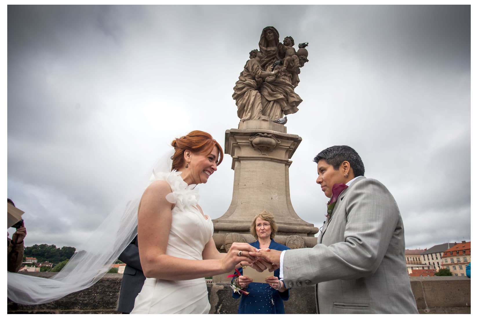 Charles Bridge Wedding / Kimberly & Jules / wedding party atop the Charles Bridge