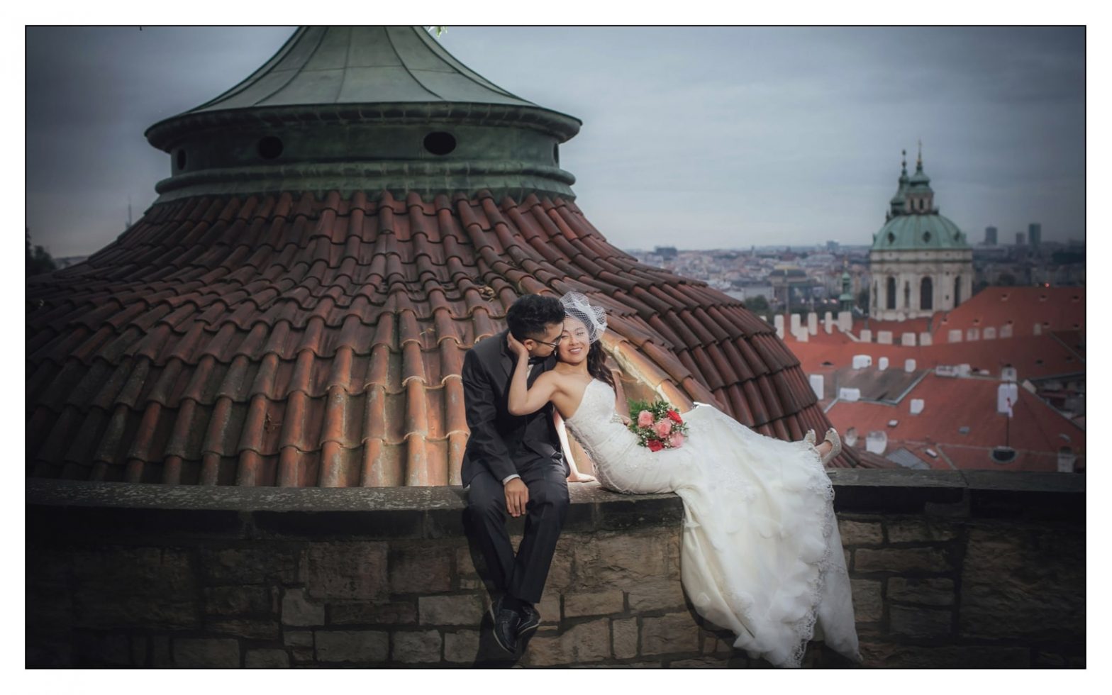 Jen + Dennis traveled over from New York City for their stylish Prague pre wedding shoot