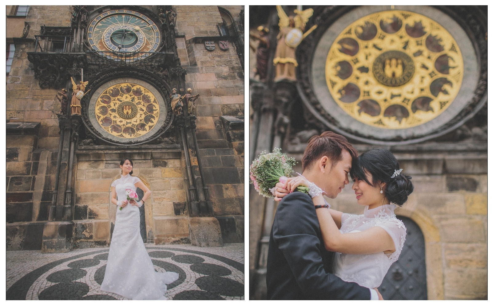 Prague pre wedding / Sharon & Danny Fall portraits session at The Astronomical Clock