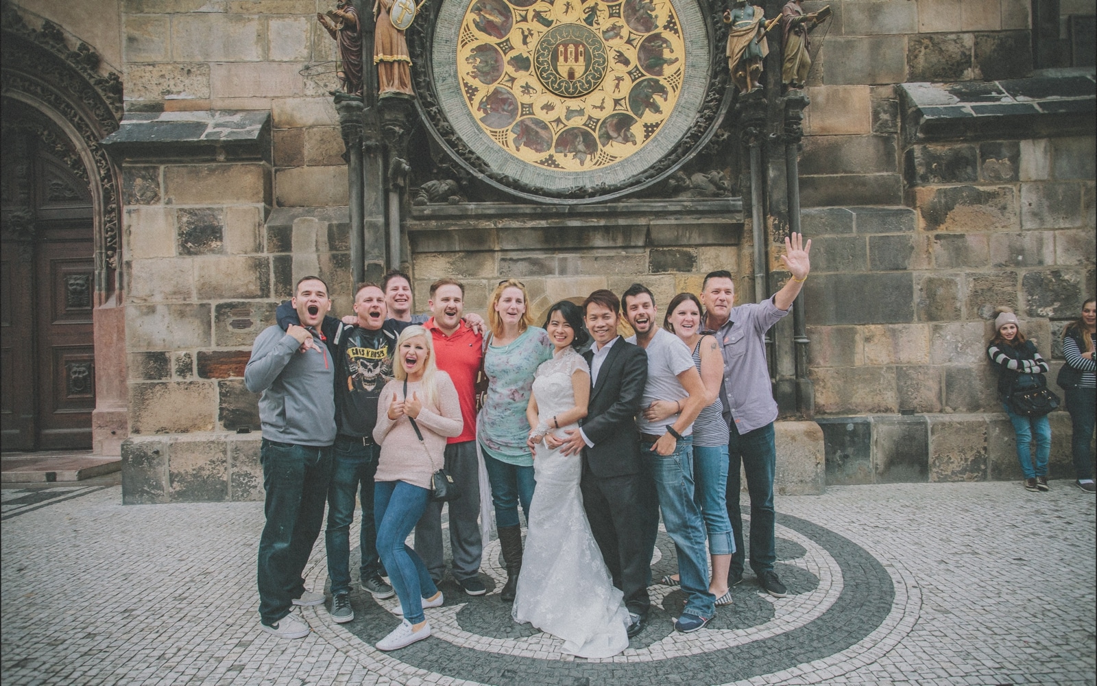 Prague pre wedding / Sharon & Danny Fall portraits session at The Astronomical Clock