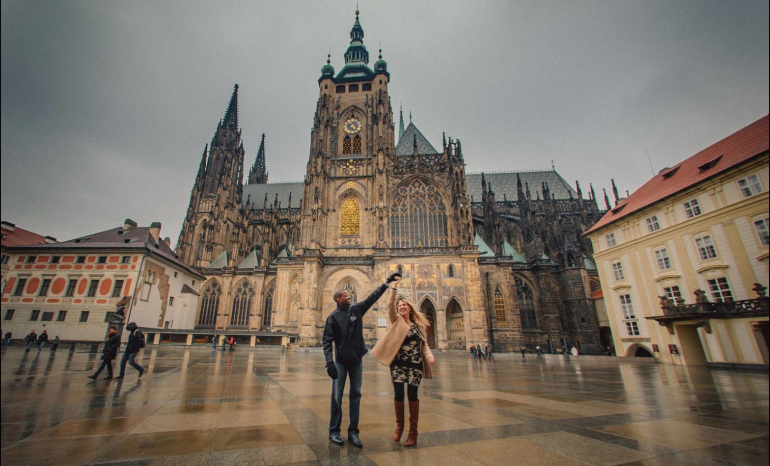 Prague marriage proposal: Jennifer & Frank / St. Vitus belltower portraits