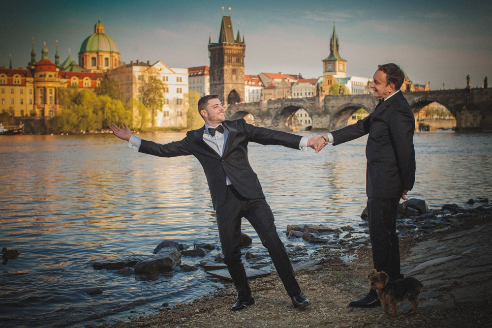 Graham & Wayne post wedding portrait session in Prague by American Photographer Kurt Vinion.