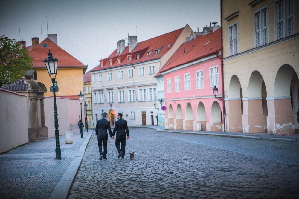 Graham & Wayne post wedding portrait session in Prague by American Photographer Kurt Vinion.