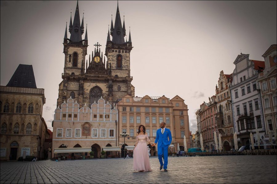 Amala & Emeka's Engagement Portrait Session in Prague. Portraits by American photographer Kurt Vinion