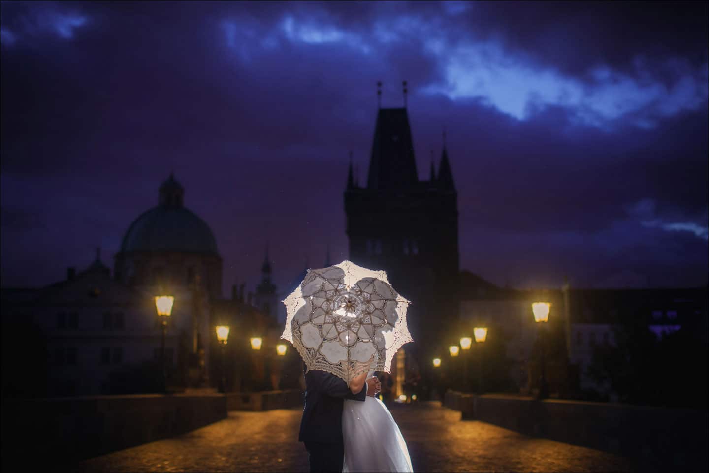 A sunrise pre wedding portrait session in Prague with S+P