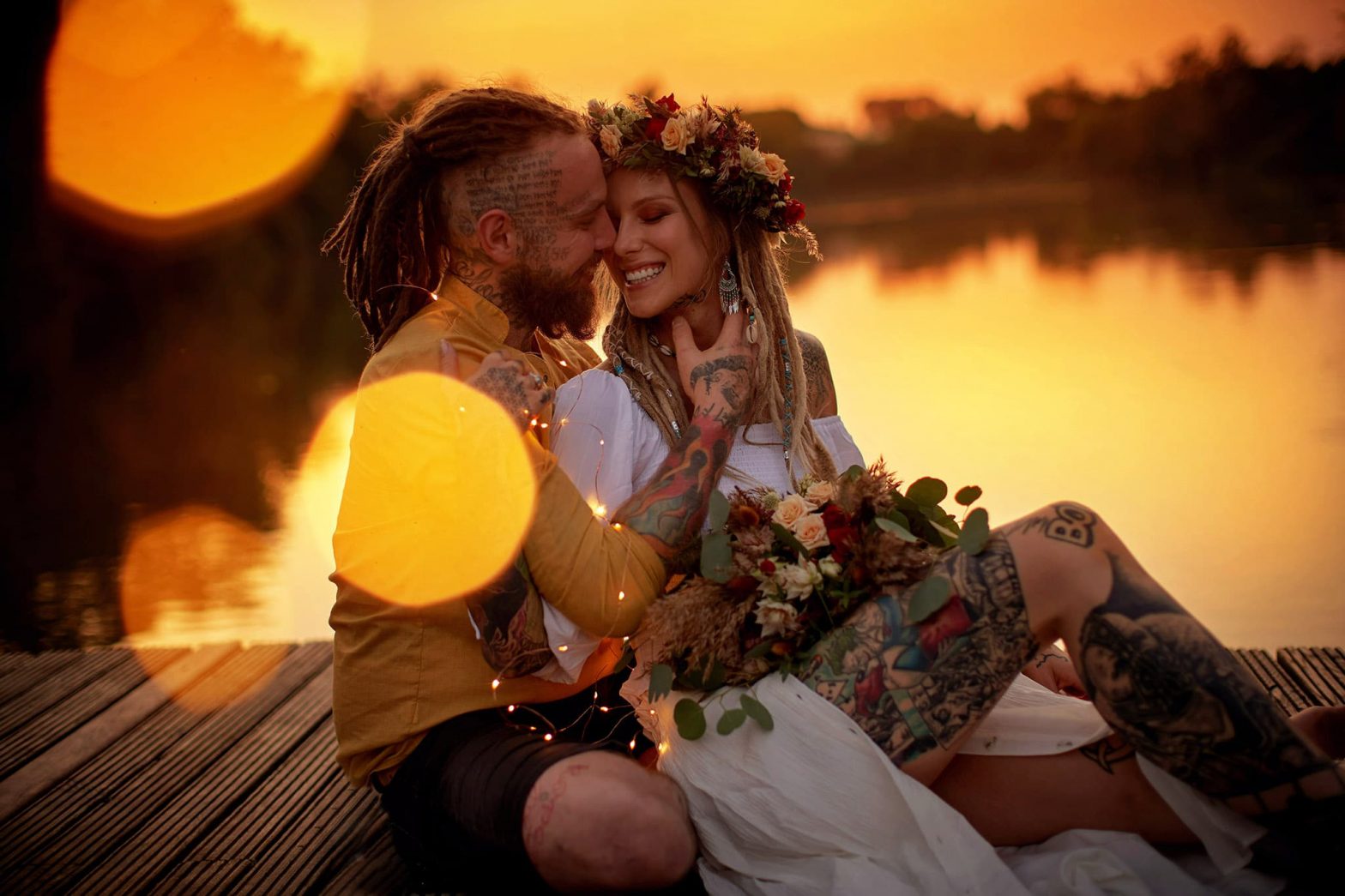 An intimate boho styled love story photo session outside of Prague