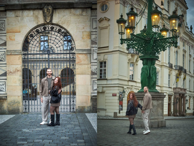 Max and Bryanna exploring the historic Prague Castle celebrating their engagement.
